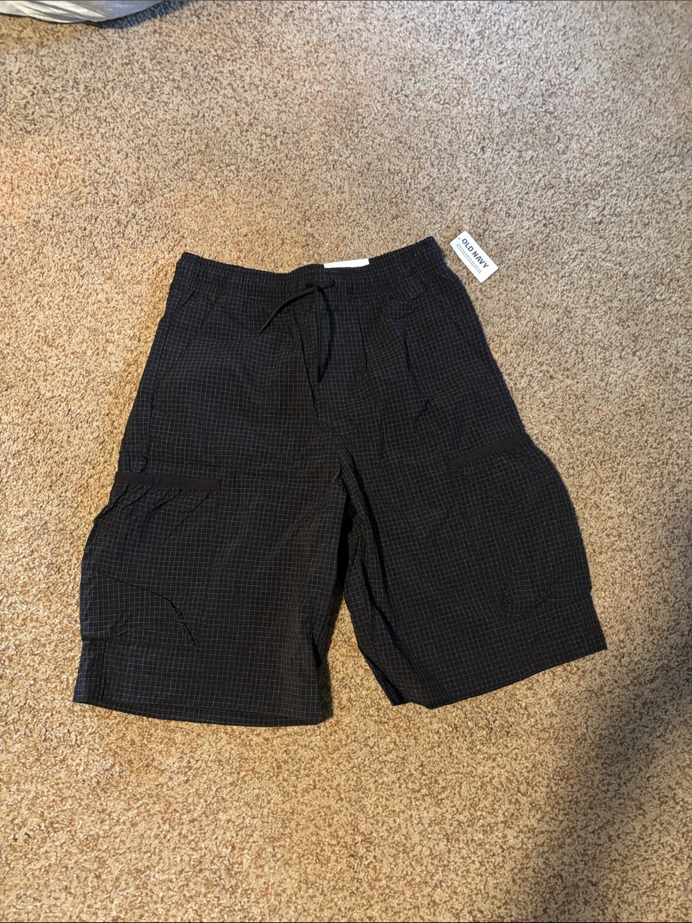 Old Navy Boys Black Oversized Cargo Shorts